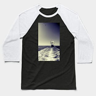 Boat and seagull - bnw cross Baseball T-Shirt